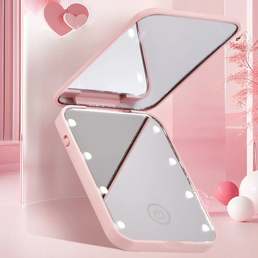 LED Makeup Mirror – Compact Folding Portable Travel Mirror for Women, Perfect Gift